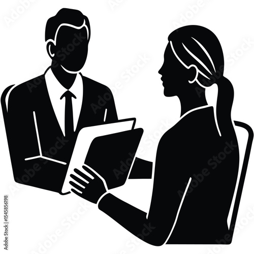 Silhouette of HR manager interviewing candidate for job