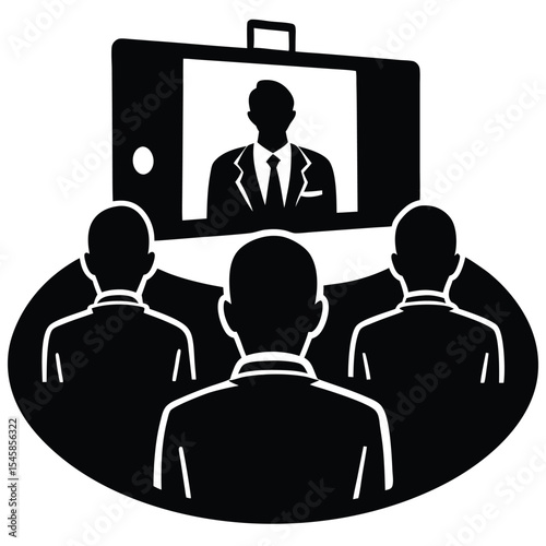 Silhouette of meeting via video conference call