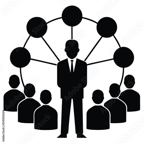 Silhouette of person networking at business event