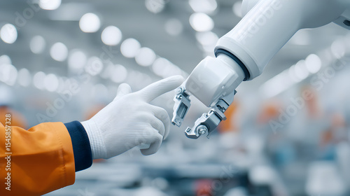 Human Hand Touch Robot Hand: A compelling shot illustrating the fusion of technology and humanity, with a human hand gently touching a robotic counterpart.