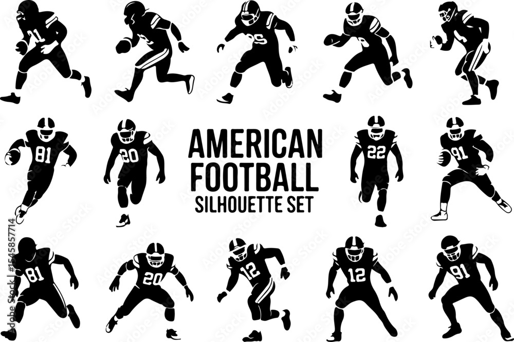 Obraz premium American Football Player Vector Graphics bundle