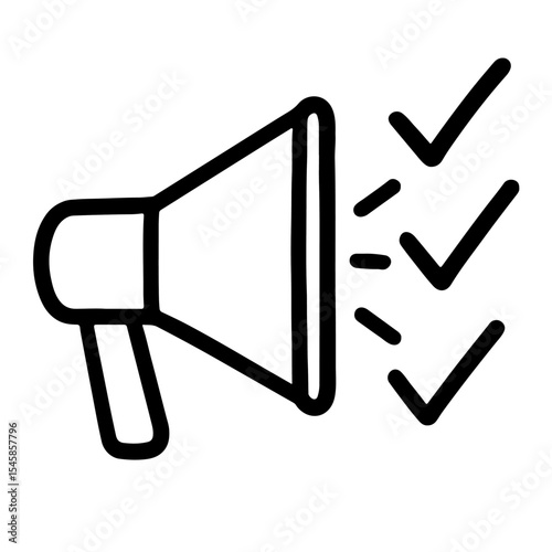 A loudspeaker with check marks, perfect for advertising concepts.