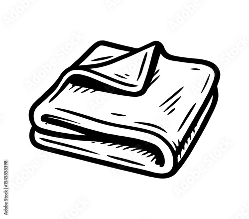 Folded Laundry Black and White Engraving Style, Clean and Ready to Use, Freshly Laundered