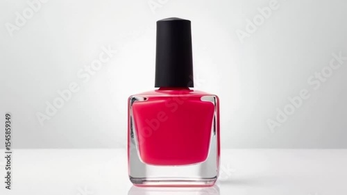 Red nail polish bottle, a cosmetic accessory for a glamorous manicure, isolated on a white background