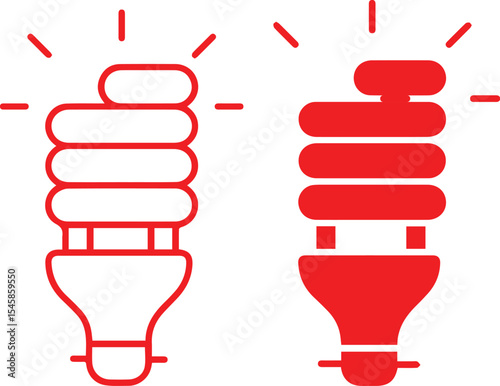 compact fluorescent light bulb, energy efficient lightbulb, glowing LED light, light source icon, electrical symbol