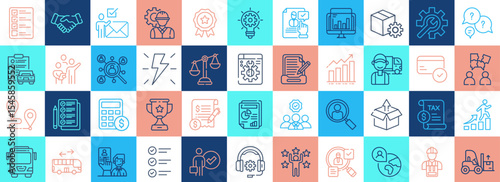 Set of Construction consulting icons, Collection of Icons with Blueish tones