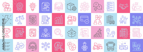 Set of Construction consulting icons, Collection of Icons with Sweet fun tones