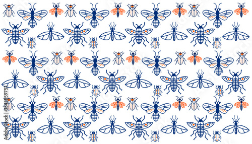 Seamless abstract insects pattern wallpaper background
