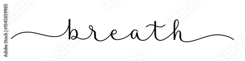 BREATH vector brush calligraphy banner with swashes on white background