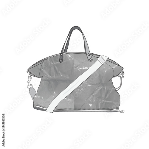 Family duffel bags technical flat design vector mockup template.