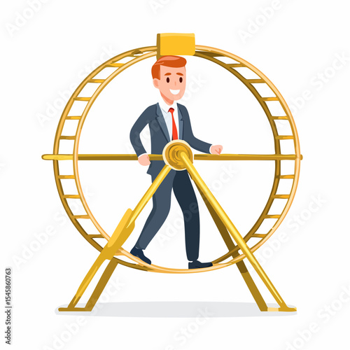Businessman walking on hamster wheel