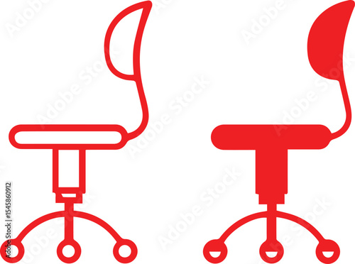 office chair, minimalist design, black and white, simple geometric shapes, functional furniture, swivel base, adjustable height, wheels, modern, clean lines