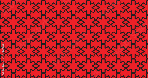 A repeating pattern of red shapes with black outlines arranged in rows and columns across the entire image area
