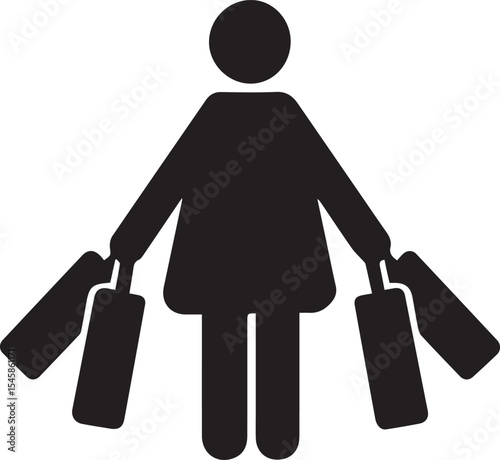 woman, silhouette, shopping bags, stylish, minimal, simple, monochrome, vector illustration