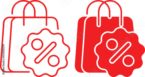 shopping bags, retail bags, red bags, shopping discount, percentage sign, sale icon, shopping symbol, commercial graphics, discount sale, shopping bags icons