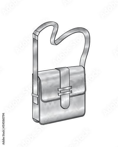 Iridescent saddle bag vector mockup template technical flat design.