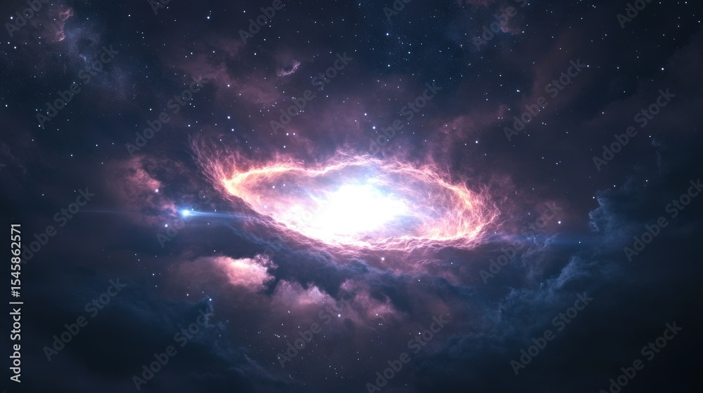 Fototapeta premium A luminous galaxy with an intense energy radiating outward through space