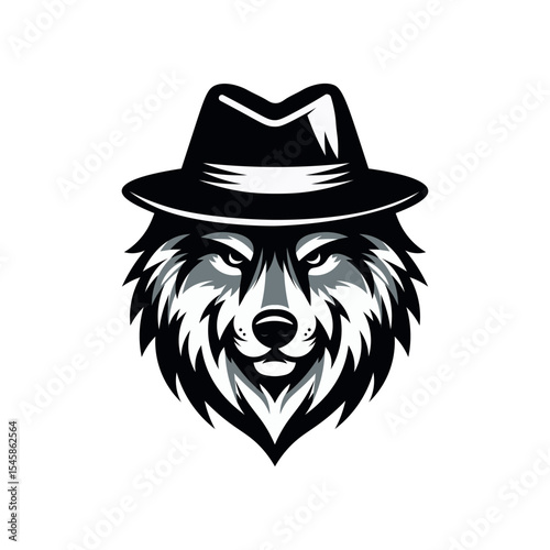 Wolf as a mafia leader head silhouette logo style illustration