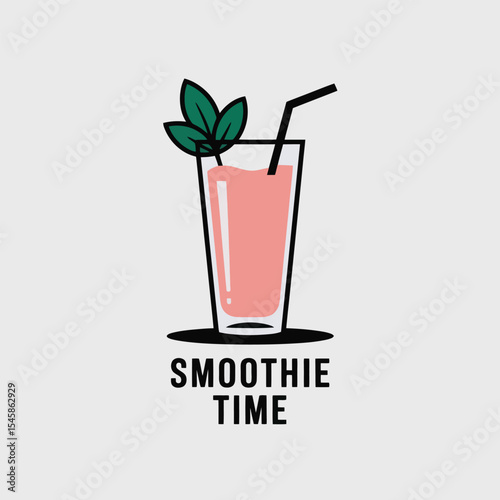 Pink Smoothie Tall Glass Straw Mint Leaves image