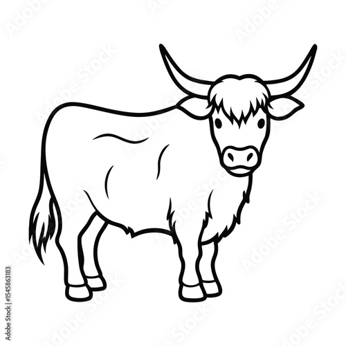Highland cow line art