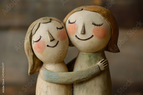 Friendship, abstract concept with clay figures (AI generated)