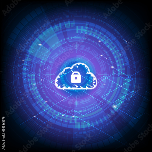 The concept of cloud technology work together with  technology to help send and receive information through maximum efficiency,Vector illustration fantastic style,Cloud technology concept