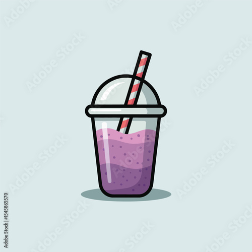 Purple Smoothie in Plastic Cup with Straw drink beverage 2