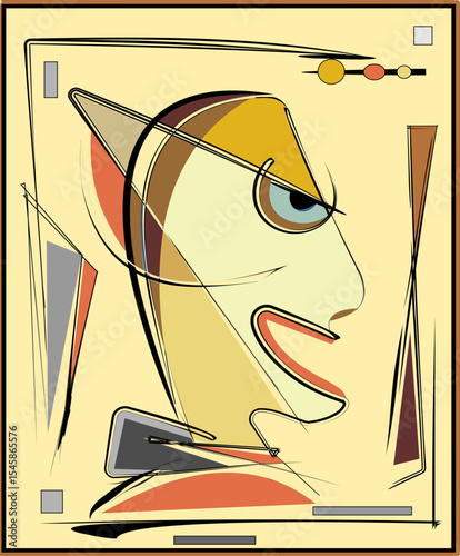 Colorful background, cubism art style,abstract face