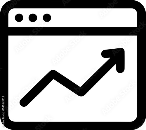 Analytics Icon – Bar and Line Graph Symbol in Black
