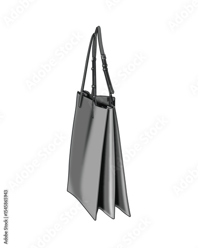 Women leather tote bag mockup template vector design technical illustration.