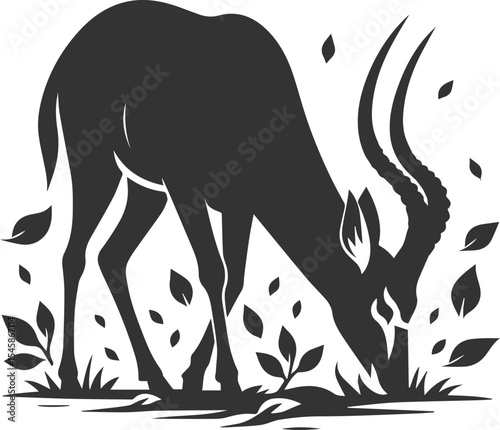 Antelope cute forest animal vector drawing silhouette illustration