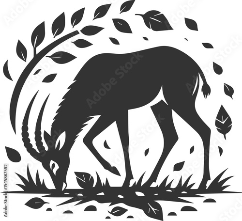 Antelope cute forest animal vector drawing silhouette illustration