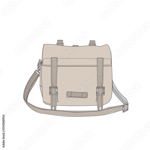 Crossbody satchel bag mockup template vector design technical illustration.