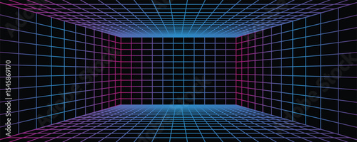 cool futuristic gradient color grid pattern on dark black background