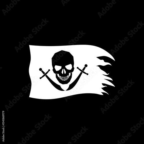 Pirate flag icon isolated on black background