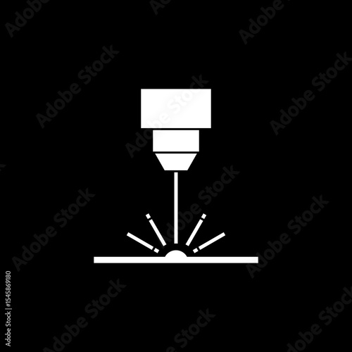 Laser icon, beam machine icon isolated on black background