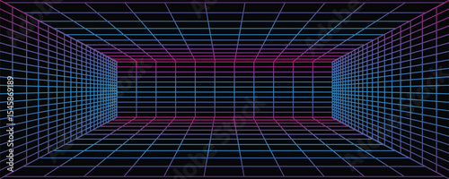 cool futuristic gradient color grid pattern on dark black background