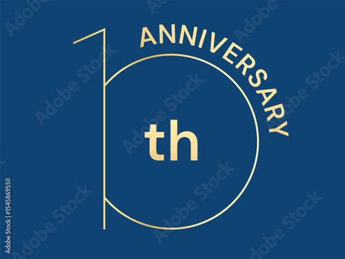 10th Anniversary luxury gold celebration with overlapping slim lines numbers logo vector design concept. Ten years anniversary gold logo template for celebration event, invitation, business, card.