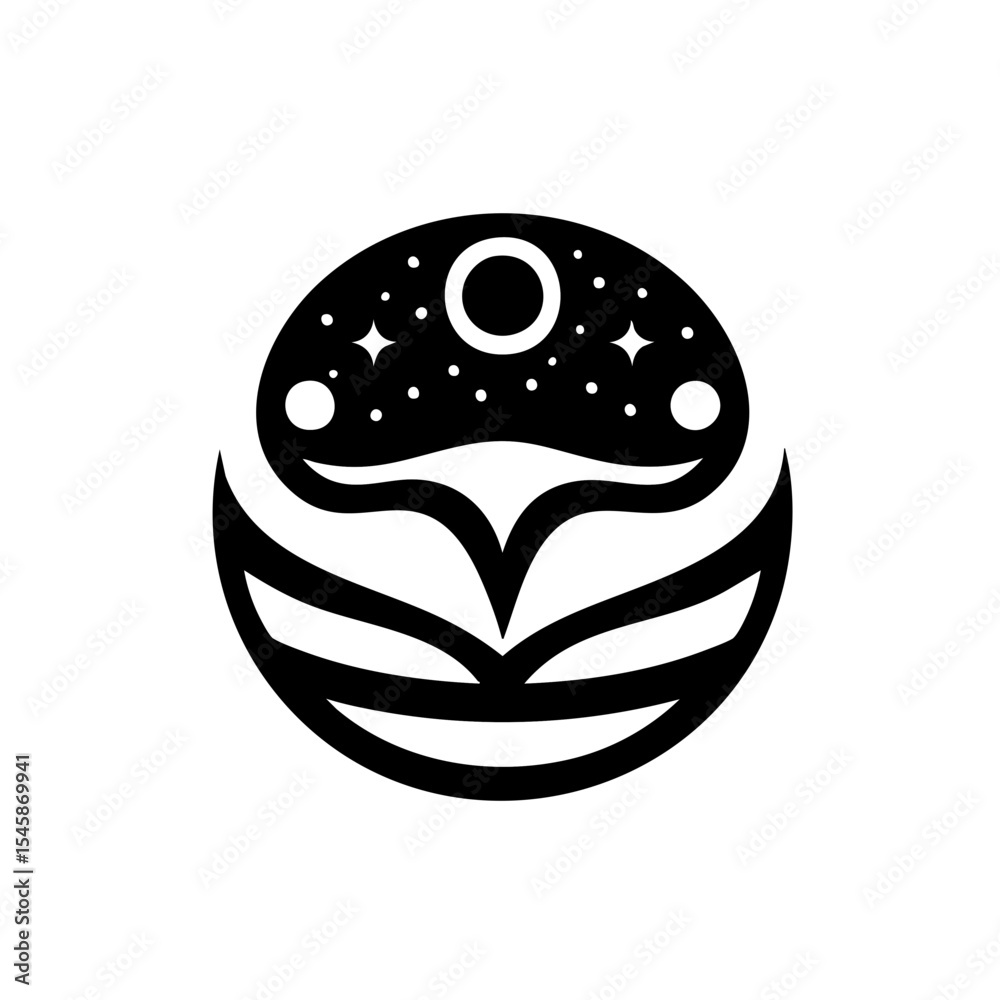 Obraz premium Mystical black and white celestial symbol representing astrology and spirituality
