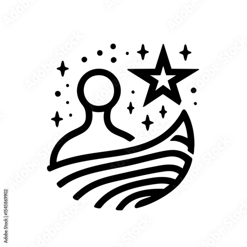 Person with a magical mood wrapped in waves with a star above