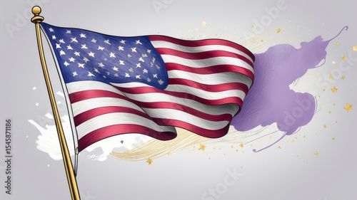 Waving American Flag: Symbol of USA Patriotism & Freedom