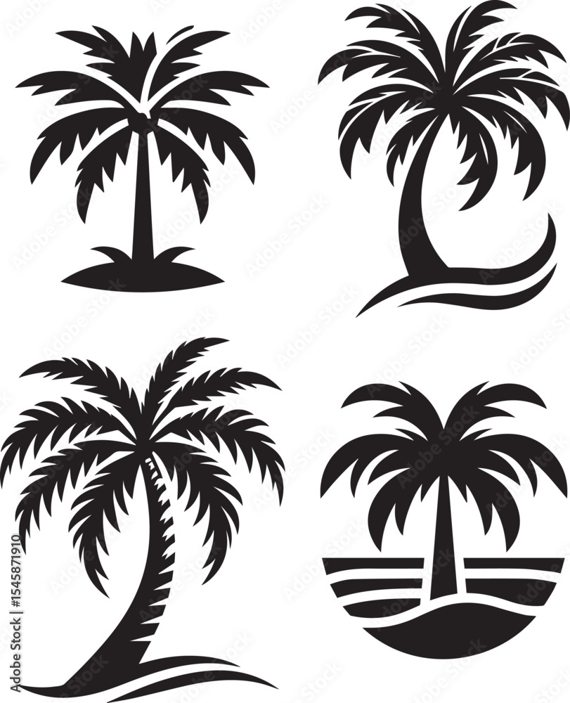 Fototapeta premium palm tree vectors and logo style design illustration