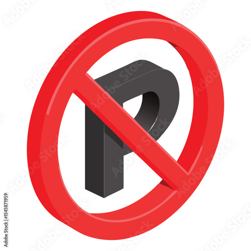 No parking sign illustration isolated on white background for traffic and transportation rules