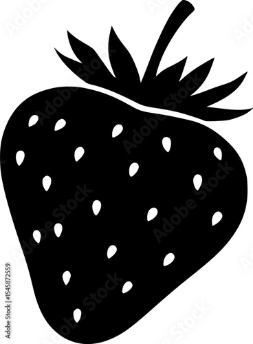 strawberry fruit stencil icon silhouette vector illustration
