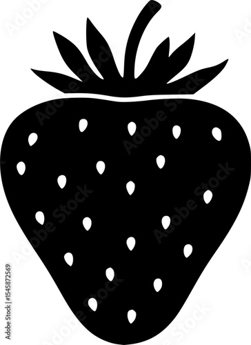 strawberry fruit stencil icon silhouette vector illustration
