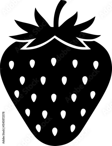 strawberry fruit stencil icon silhouette vector illustration
