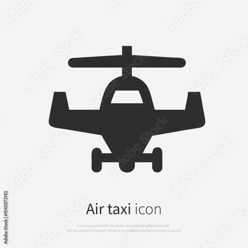 Self driving flying car or taxi icon silhouette.Vector logo of a jet. Illustration side view isolated on white background.