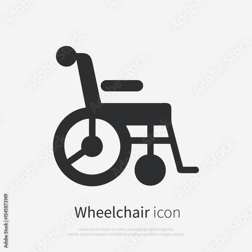 Wheelchair handicap icon silhouette.Vector logo of a access ramp icon. Illustration side view isolated on white background.