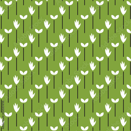Floral Flower Pattern Seamless Monotone minimalist Fabric ornamental botanical leaves