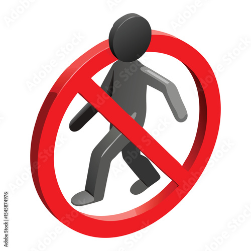 No pedestrian zone sign concept illustration safety rules and regulations restriction warning symbol graphic
